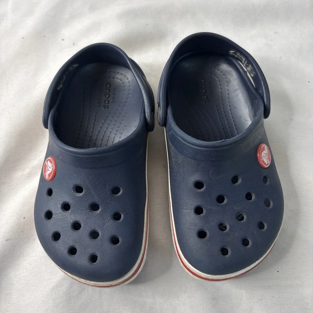 Crocs Kids' Crocband Clog Navy Blue Red And White Size 9 C Water Shoes Comfort